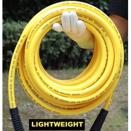 YOTOO Hybrid Air Hose 3/8-Inch by 25-Feet 300 PSI Heavy Duty, Lightweight, Kink Resistant, All-Weather Flexibility with 1/4-Inch Brass Male Fittings, Bend Restrictor