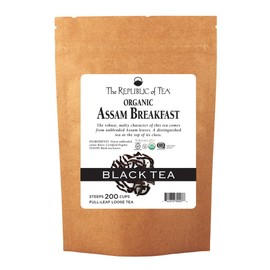 The Republic of Tea Organic Assam Breakfast Black Full-Leaf Loose Tea | 1 lb Bag | Steeps 200 Cups