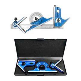 NTSUMI 12 Inch 4 Combination Square Ruler Set Protractor Satin, 4-R Graduation, Blue
