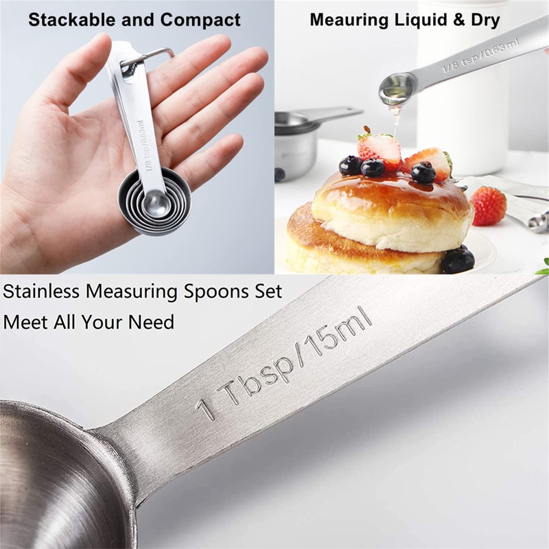 Measuring Spoons Sets Stainless Steel Teaspoons Set of 6 Measure
