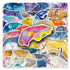 Octopus Stickers 50 Pcs Cute Waterproof Marine Life Sticker for Water Bottle Skateboard Laptop Motorcycle Bicycle Luggage Scrapbook Suitcase Computer Car,Vinyl Funny Cartoon Ocean Decal for Adults