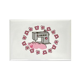 CafePress Floral Sewing Machine Magnets Rectangle Magnet, 2"x3" Refrigerator Magnet (10 Pack)