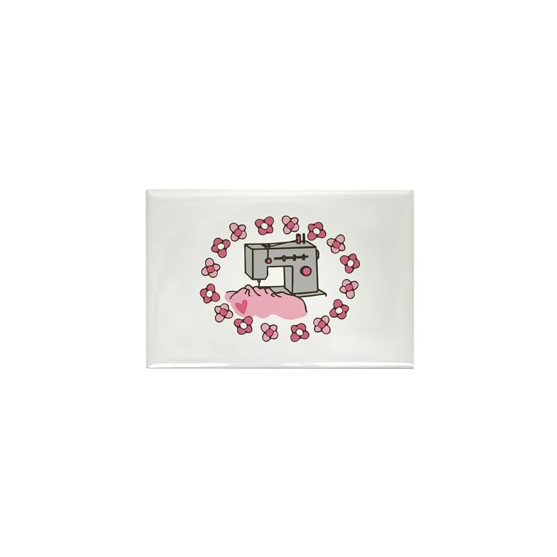 CafePress Floral Sewing Machine Magnets Rectangle Magnet, 2"x3" Refrigerator Magnet