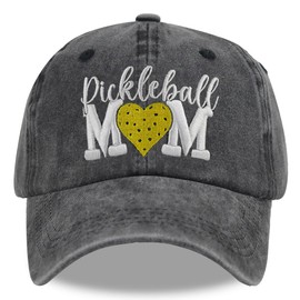 MANMESH HATT Pickleball Mom Hat for Women, Funny Mother's Day Pickleball Accessories Team Gifts, Vintage Washed Distressed Embroidered Baseball Cap for Mama, Grandma Black