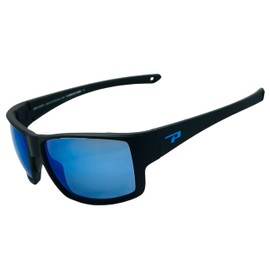 Pepper's Sports Collection Polarized Oval Sunglasses, Matte Black/Blue Mirror, 62X17X125MM