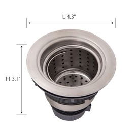 Design House 542936 Kitchen Sink Anti-Clogging S304 Drain Strainer with Deep, Removable Food Waste Catching Basket, 4-inch, Satin Stainless Steel