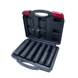1/2 Inch Drive Extra Deep Impact Socket Set, 6.7" Long，6-Piece，Includes Sizes 3/4", 7/8", 15/16", 1-1/16", 1-1/8", 1-1/4", with Storage Case， for Long Threaded Rods，Bolts or Studs