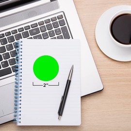 ChromaLabel 2 Inch Round Label Permanent Color Code Dot Stickers, Fluorescent Green, 500 Labels per Roll, 3,000 Labels per Pack