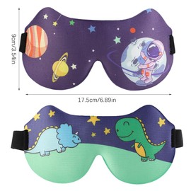 SacJkt Schlafmaske Kinder, Schlafmasken, 2 Stück 3D Schlafbrille Kinder, Weiche Schlafmaske mit Verstellbares Kopfband für Jungen und Mädchen für Reisen, Nickerchen, Camping(Violett + Blau Grün)