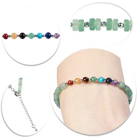 Nupuyai 7 Chakra Green Aventurine Crystal Beads Bracelet for Women, Energy Healing Stone Adjustable Bracelet for Reiki Yoga Meditation