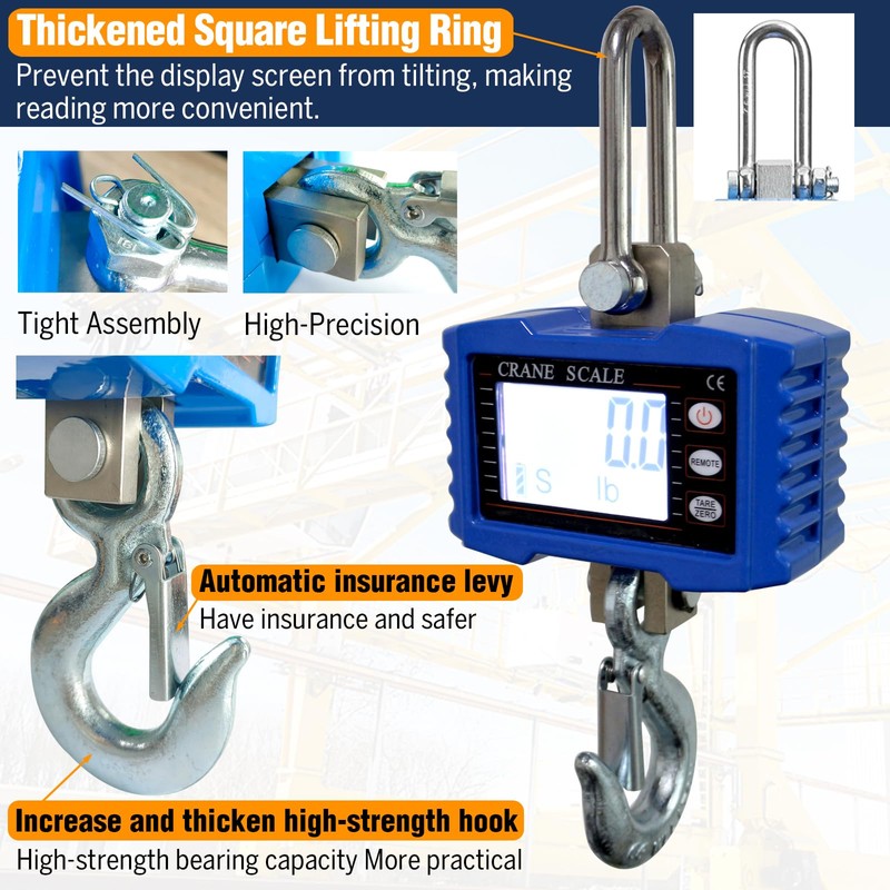Digital Crane Scale,2200lb/1T Heavy Duty Digital Hanging Scale,Crane Scale Industrial