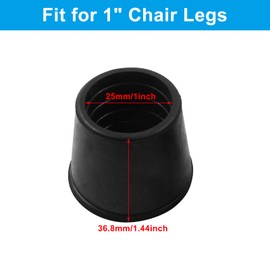 Auvotuis 16Pcs 1 Inch (25mm) Chair Leg Tips Caps, Round Rubber Non-Slip Folding Chair Leg End Caps Black Furniture Table Feet Caps Floor Protector Cover for Hardwood Floors, QCCP0633