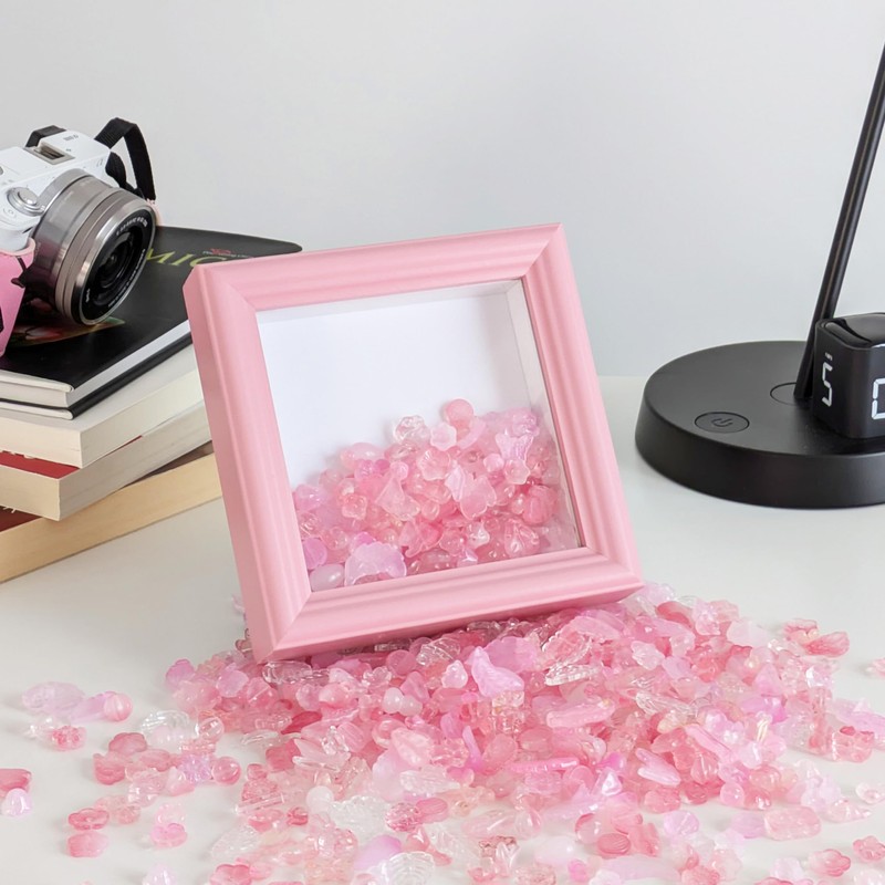 PLUSCHEN 5X5 Pink Picture Frame Resin Shadow Box Photo Frame
