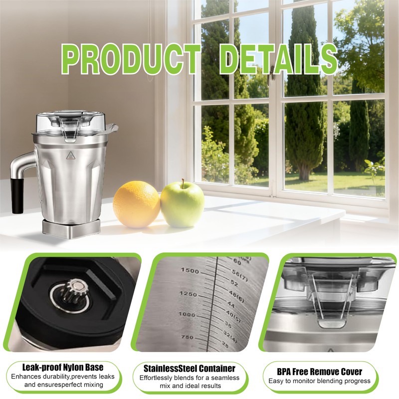 64-Ounce Stainless Steel Blending Container Replacement with SELF-DETECT, for vitamix