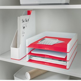 Leitz Wow A4 Magazine File, Dual Colour White/Red, Vertical Storage Box, 53621026