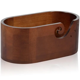 UKQRRTC Wood Yarn Bowl With Swirl Design - Smooth Oval Knitting and Crochet Bowl With Holes - Portable Holder for DIY Crafting