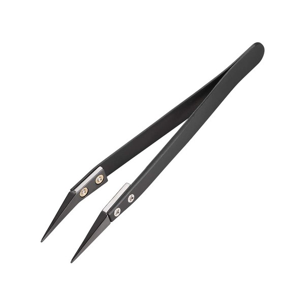 sourcing map Precision Ceramic Tweezers Non-Conductive Heat Resistant Anti-Static Small