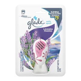 Glade Auto Sport, Aromatizante Liquido para Auto, Aroma Lavanda Marina, 1 Aparato Difusor y 1 Repuesto, 7ml