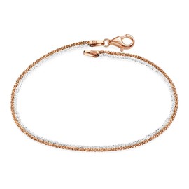 Materia SA-103 Women's Rose Gold Bracelet Criss Cross 925 Silver Gold-Plated Bicolour 18.5 cm in Case, Sterling Silver