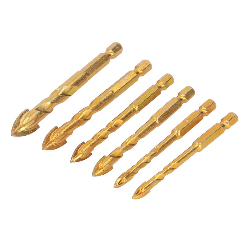 6Pcs Cross Spearhead Drill Bit Carbide Hex Shank Drilling Tool