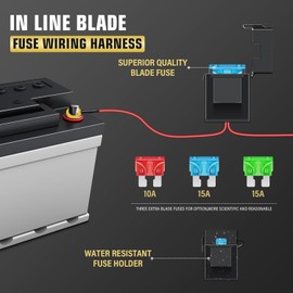 Willpower Faisceau de câblage pour barre lumineuse LED 12 V 24 V 40 A with relay fusible ON-OFF interrupter étanche pour conduite automatic hors route lamp de travail LED 1 fils