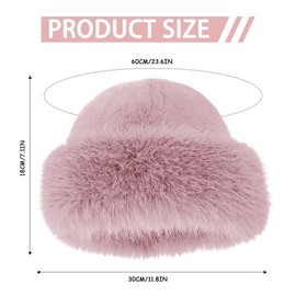 Fluffy Bucket Hat Fur Hats for Women Winter Warm Fur Bucket Hat Thicken Plush Faux Fur Hat Fluffy Hat Womens Fur Hats Winter Hats for Women Ladies Furry Hats for Women (UK, Alpha, One Size, White)