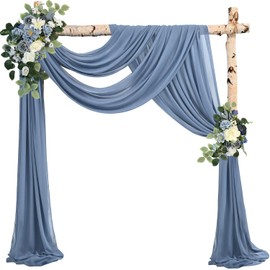 20Ft Length x 28" Width 4 Panels Wedding Arch Draping Fabric Dusty Blue Arch Drapes Chiffon Fabric Sheer Curtains Backdrop for Party Bridal Decorations Wedding Ceremony Ceiling Stage Reception Decor
