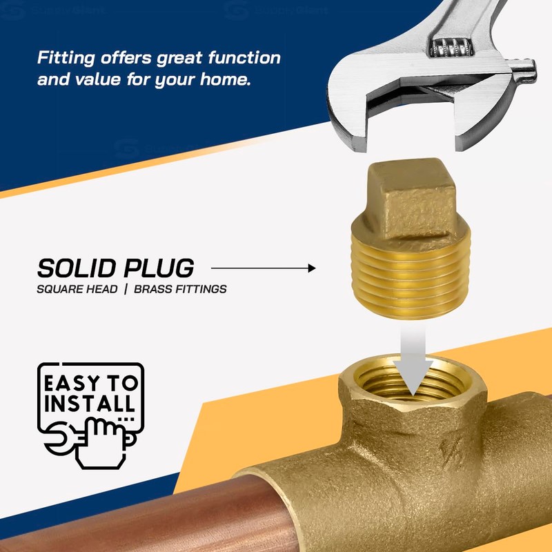 Supply Giant CSTQ0012 1/2-Inch Male National Pipe Taper Threads Brass