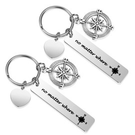 Zysta Stainless Steel Keyring with Engraved Saying Keyring Removal Engraving Drive Save No Matter Where for Women Men Key Holder House Car Gift Birthday Anniversary He, Silver No Matter Where