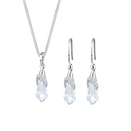 Elli Jewellery Set Crystals 925 Silver, Facet cut, Crystal