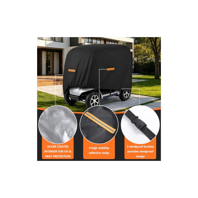 Heavy Duty 840D Mobility Scooter Cover Waterproof (BLACK, L(49 x