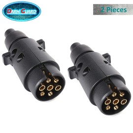 DARKGUARD 7pin Trailer Plug 12v,2Pieces 7 Pin Trailer Plug Waterproof ISO1724, 7 pin Trailer Adapter,7 pin Trailer Connector,7pin Towing Plug, Caravan Male Plug for Van Camion RV Towbar(DG7PR-2)
