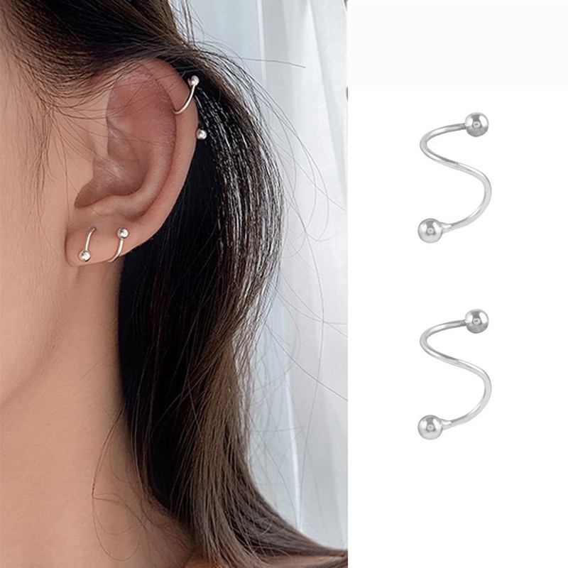 Belons Girls Stud Earrings 925 Sterling Silver Spiral Stud Earrings