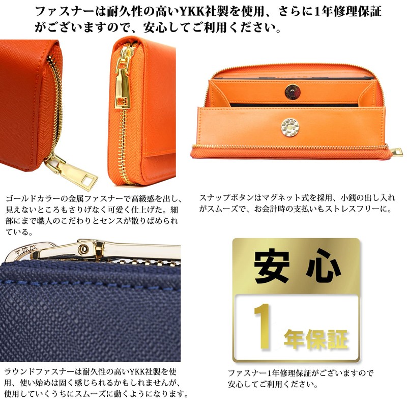 [Charming Leather] Women's Long Wallet, Cowhide Leather, Garson, 24 Cards,