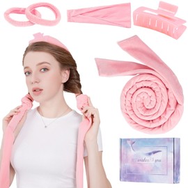 Locken Ohne Hitze, Neu Heatless Curls, Lockenwickler Locken Ohne Hitze über Nacht Set Haarband Wave Formers für Langes Mittleres Haar (Rosa)