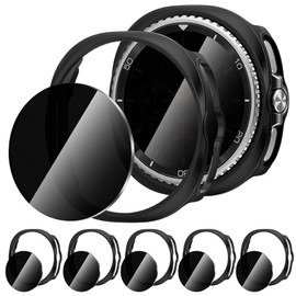 Suoman 5+5 Pack Protector para Samsung Galaxy Watch 8 Classic 46mm Case,Protector Pantalla de Privacidad de Vidrio Templado 9H + Cubierta Protectora Completa de Policarbonato Mate