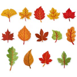 JarThenaAMCS 14Pcs Fall Iron-On Sew-On Patch Maple Leaf Heat Transfer Iron Patches Embroidered Cloth Patches Iron on Patterns for Autumn Thanksgiving DIY Crafts Clothing Fabric