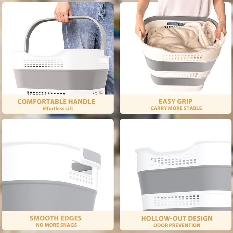 OOAMBB 43L(11.5Gallon) Collapsible Laundry Basket with Handles, Foldable Laundry Basket