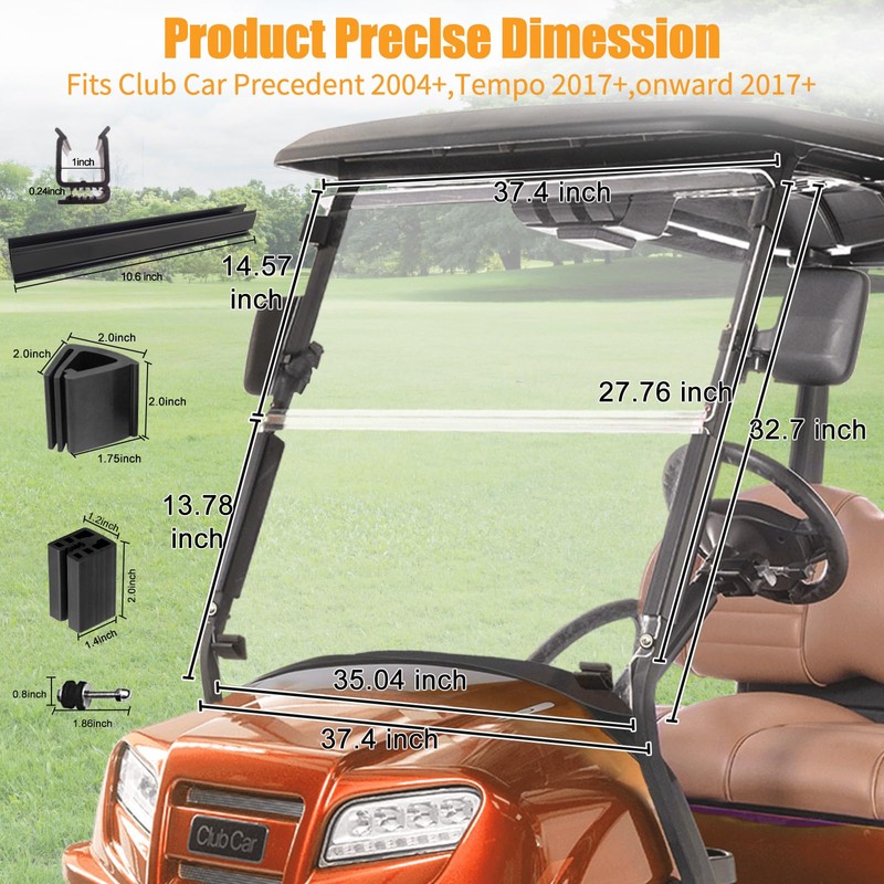 Club Car Precedent Windshield,Customize 5MM Thicken Windshield Replacement Fits Golf