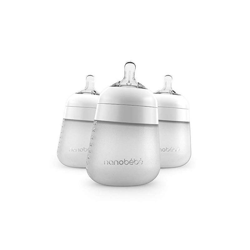 Nanobebé, Biberón de Silicón, 270 ml./ 9Oz., 3 Pack, Color