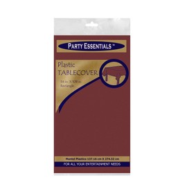 Party Essentials Heavy Duty Plastic Table Cover Available in 44 Colors, 54" x 108", Burgundy