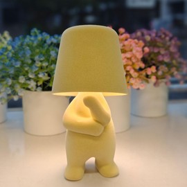 Bedside Touch Control Table Lamp, Golden Decor Thinker Statue LED Table Lamp With USB Port, 3 Way Dimmable Modern Night Light Nightstand Lamp For Home Living Room Office Shelf Decor (yellow-A)