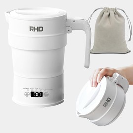 Foldable Travel Kettle, Small, Smart Camping Kettle, 0.7 L Portable Hot Water Kettle with Multifunctional Board, 316 Stainless Steel Base, Keep Warm Function and Start Delay, BPA-Free, 1000 W, White