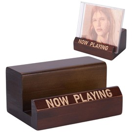 FINGERINSPIRE Schallplattenständer Aus Holz Now Playing Rechteckiger Schallplattenständer Mit Der Aufschrift Now Playing Kokosnussbraun Holzhalter Gestell Für Schallplatten Alben Plattenspieler