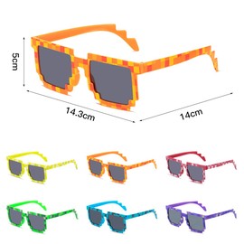 O-Kinee Pixel Mosaic Glasses Colourful 6 Pack MLG Glasses Pixel Glasses Sunglasses Pixel Glasses Funny Toy Mosaic Sunglasses Ideal for Parties and Fancy Dress