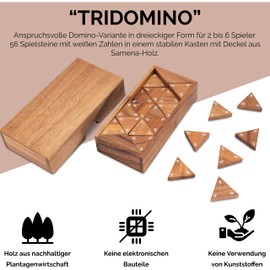 LOGOPLAY Tridomino Triomino Triomino Triangle Domino Tile Game Wooden Board Game with White Numbers