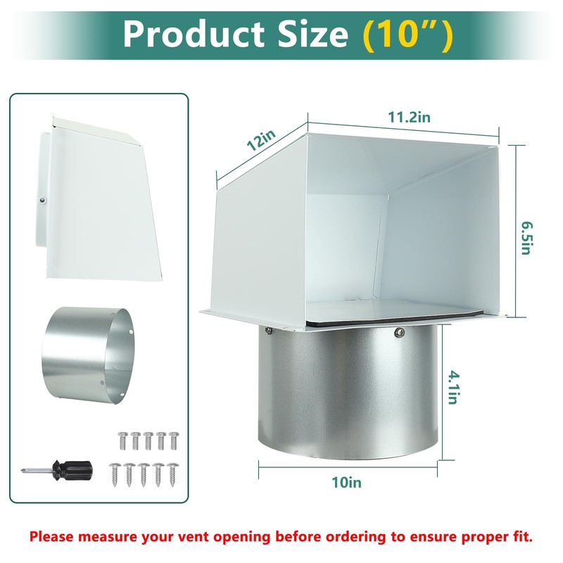 10 Inch Dryer Vent Cover with Screen and Damper,Outdoor Wall