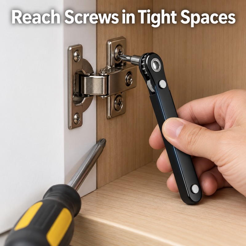 23-in-1 Right Angle Ratcheting Screwdriver Set – 90-Degree Offset Low-Profile