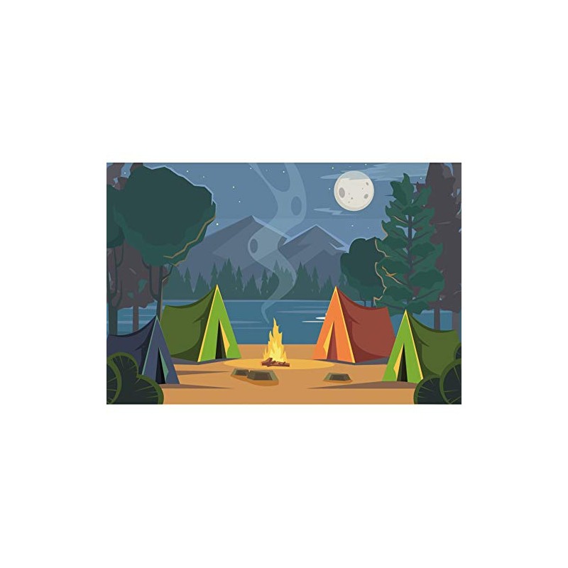 Yeele 7x5ft Forest Camping Backdrop Summer Camp Bonfire Photography Background
