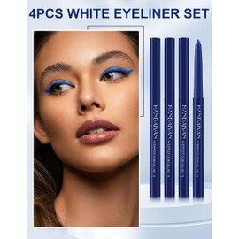 Jutqut 4PCS Blue Eyeliner Pencil, Eye Liner Pencils, Waterproof Eyeliner Pencil & Smudge Proof Long-lasting, Eye Shadow Pencil, High-Pigmented Colorful Eye Liner Pencils, Retractable Eyeliner